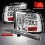 2000 Ford Mustang Clear LED Tail Lights and Third Brake Light Set