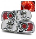 Honda Civic Hatchback 1992-1995 Chrome Ring LED Tail Lights Honda Civic Hatchback 1992-1995 Chrome Ring LED Tail Lights