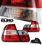 BMW E46 Sedan 3 Series 1999-2001 Red and Clear Euro Tail Lights