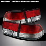 2000 Honda Civic Coupe Red and Clear Euro Tail Lights
