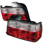 BMW E36 Sedan 3 Series 1992-1998 Red and Clear Euro Tail Lights