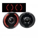 1970 Dodge Pickup Truck Red LED Black Sealed Beam Projector Headlight Conversion