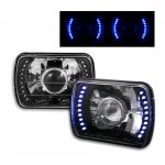 1985 Plymouth Reliant Blue LED Black Chrome Sealed Beam Projector Headlight Conversion