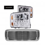 2000 Ford Excursion Chrome Grill and Headlights Conversion with LED