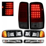 2000 GMC Yukon Black Headlights Set and LED Tail Lights Red Smoked