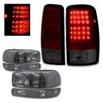 2000 GMC Yukon Smoked Clear Headlights and LED Tail Lights Red Smoked
