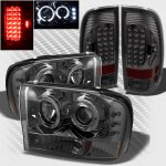 Ford F250 Super Duty 1999-2004 Smoked Halo Projector Headlights and LED Tail Lights