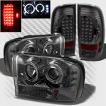 2001 Ford F250 Super Duty Smoked Halo Projector Headlights and LED Tail Lights