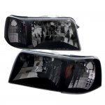 1995 Ford Ranger Black Smoked Headlights One Piece