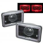 1980 Nissan 720 Red Halo Black Sealed Beam Projector Headlight Conversion