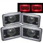 1980 Nissan 720 Red Halo Black Sealed Beam Projector Headlight Conversion Low and High Beams