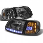 2000 Ford Expedition Smoked Euro Headlights and LED Corner Lights Set