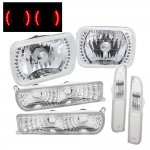 1999 Jeep Cherokee Headlights Red LED and Clear Bumper Lights Side Marker