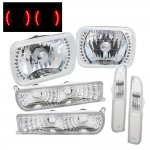 1998 Jeep Cherokee Headlights Red LED and Clear Bumper Lights Side Marker