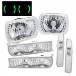 1997 Jeep Cherokee Headlights Green LED and Clear Bumper Lights Side Marker