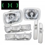 1998 Jeep Cherokee Headlights Green LED and Clear Bumper Lights Side Marker
