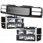 1995 GMC Sierra 3500 Black Front Grill and Headlights Set