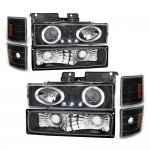 Chevy 3500 Pickup 1994-1998 Black Halo Headlights and Bumper Lights