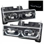 1996 Chevy Tahoe Black Headlights U-shaped LED DRL