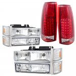 Chevy Silverado 1994-1998 Headlights and LED Tail Lights Red Clear