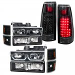 Chevy 3500 Pickup 1994-1998 Black LED DRL Headlights and LED Tail Lights Chevy 3500 Pickup 1994-1998 Black LED DRL Headlights and LED Tail Lights