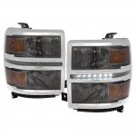 Chevy Silverado 1500 2014-2015 Smoked Headlights LED DRL