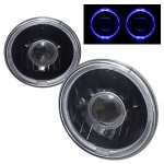 1974 Ford Mustang Blue Halo Black Sealed Beam Projector Headlight Conversion