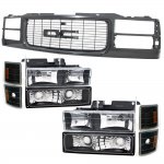 GMC Suburban 1994-1999 Black Grille and Headlights Set