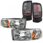 2001 Dodge Ram 3500 Clear Headlights and Smoked LED Tail Lights