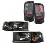 Dodge Ram 3500 1994-2002 Black Headlights and Smoked LED Tail Lights