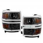 Chevy Silverado 2014-2015 Smoked Projector Headlights LED DRL Chevy Silverado 2014-2015 Smoked Projector Headlights LED DRL