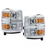 Chevy Silverado 2014-2015 Chrome Projector Headlights LED DRL Chevy Silverado 2014-2015 Chrome Projector Headlights LED DRL