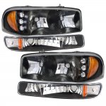 2000 GMC Yukon Black LED DRL Headlights and Bumper Lights