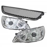 Lexus IS300 2001-2005 Black Grille and Chrome Projector Headlights Halo LED