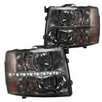 Chevy Silverado 2007-2013 Smoked LED DRL Headlights