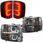 2007 Chevy Silverado Smoked Halo DRL Projector Headlights and Signature LED Tail Lights