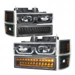 1997 GMC Sierra Black DRL Headlights and LED Bumper Lights