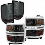 Chevy Silverado 1500 2014-2015 Smoked DRL Projector Headlights LED Tail Lights Light Bar Chevy Silverado 1500 2014-2015 Smoked DRL Projector Headlights LED Tail Lights Light Bar