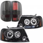 2004 Ford F150 Black Tinted Halo Projector Headlights and Smoked LED Tail Lights