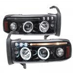 Dodge Ram 1994-2001 Smoked LED Eyebrow Projector Headlights with Halo