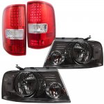 2004 Ford F150 Smoked Clear Headlights and LED Tail Lights Red Clear