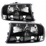 1998 Dodge Dakota Black Clear One Piece Headlights