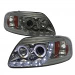 2000 Ford Expedition Smoked LED DRL Projector Headlights with Halo