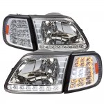 2002 Ford F150 Clear Euro Headlights and LED Corner Lights Set