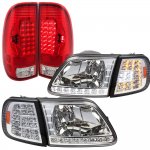1997 Ford F150 Clear Headlights LED DRL Signal LED Tail Lights Red