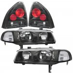 Honda Prelude 1992-1996 Black Clear Headlights and Tail Lights