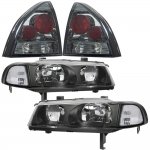 Honda Prelude 1992-1996 Black Clear Headlights and Smoked Tail Lights Honda Prelude 1992-1996 Black Clear Headlights and Smoked Tail Lights