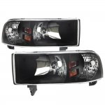Dodge Ram 1994-2001 Black Euro Headlights