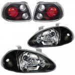 Honda Del Sol 1993-1997 JDM Black Headlights and Tail Lights Honda Del Sol 1993-1997 JDM Black Headlights and Tail Lights
