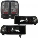 1994 Dodge Ram Black Tinted Headlights and Smoked LED Tail Lights